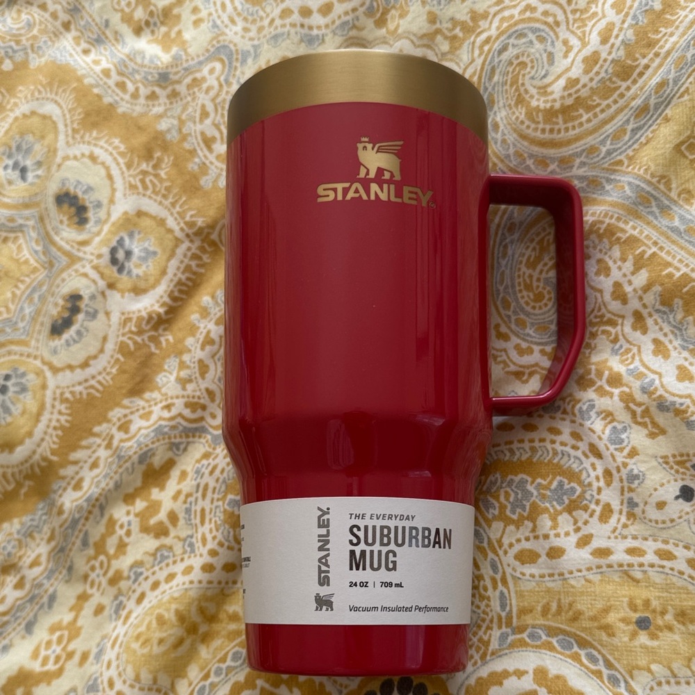 Stanley Red Mug with Gold Accents